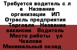 Требуется водитель с л/а › Название организации ­ ИП › Отрасль предприятия ­ Торговля › Название вакансии ­ Водитель › Место работы ­ ул. Чкалова 53/2 › Минимальный оклад ­ 20 000 - Оренбургская обл., Оренбург г. Работа » Вакансии   